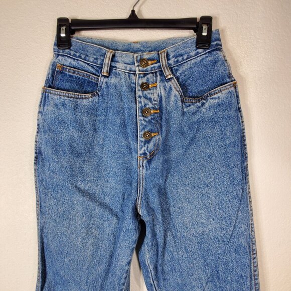 VTG Rio By Stephen Mardon High-Waisted Button-Fly Womans 9 Tapered Blue Jeans - Picture 9 of 13